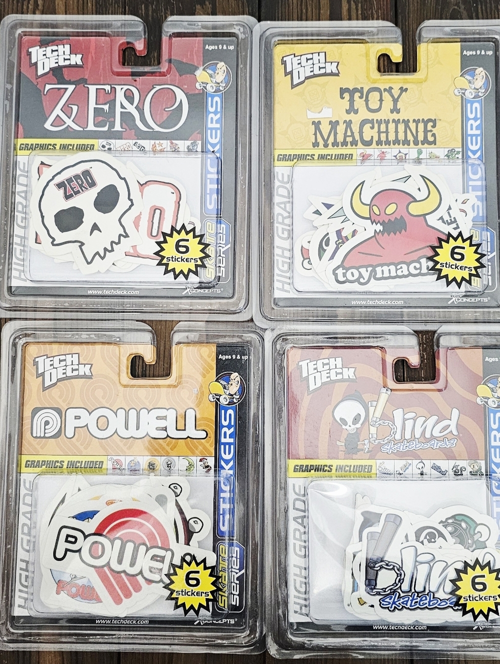 Tech Deck Sticker Pack Lot ZERO Toy Machine Powell Blind Sealed